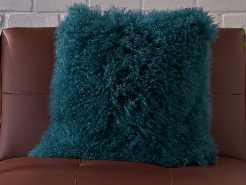 Marybelle Shaggy Lamb Fur Square Throw Pillow