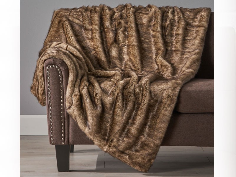Tuscan Dark Brown Fur Fabric Throw Blanket