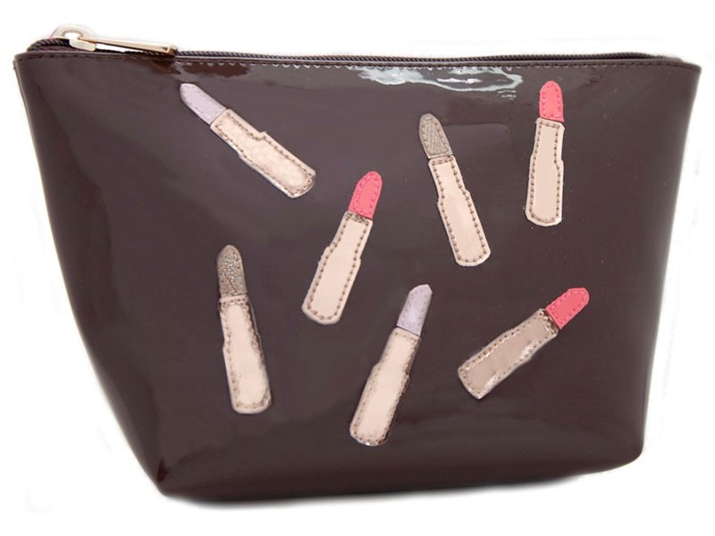Chocolate Medium Avery With Multicolor Scattered Lipsticks Bag