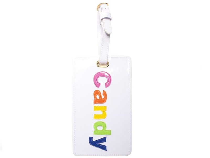 White Luggage Tag With Multi Color Candy