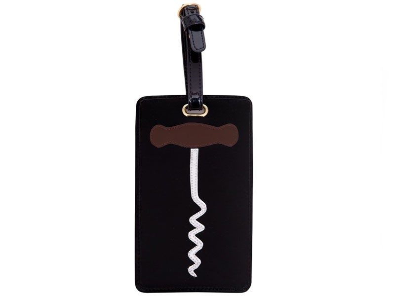 Women's Black Luggage Tag with Multicolor Corkscrew