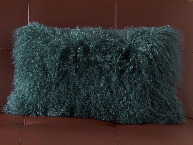 Marybelle Shaggy Lamb Fur Rectangular Throw Pillow