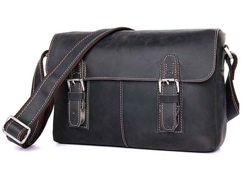 Aukland 3 Men's Full Grain Vinatage Leather Messenger Bag Dark Brown