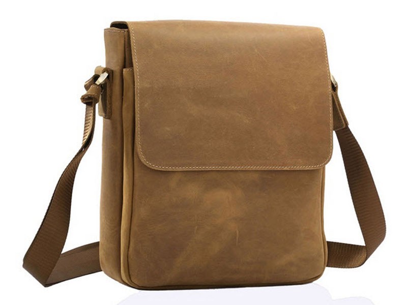 Brighton Men's Full Grain Leather Compact Box Messenger Bag