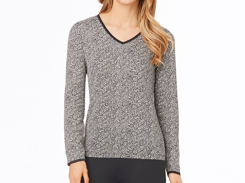 Women's Cuddl Duds Long Sleeve Softwear Lace Animal Thermal Top