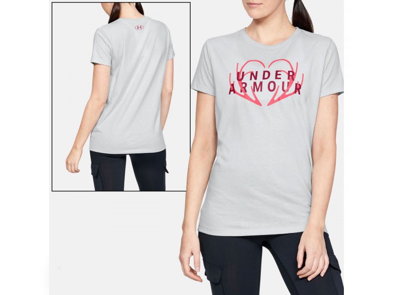 Under Armour Women's Antler Heart T-Shirt Halo Gray