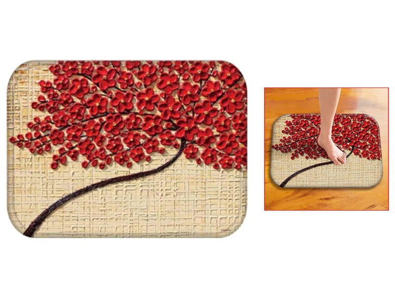 3D Painting Tree Pattern Coral Fleece Mat Absorbent Bathroom Carpet 40*60cm