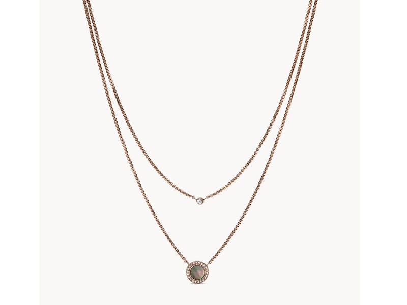 Double Gray Mother-of-Pearl Disc Pendant Necklace For Women