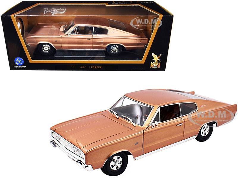 1966 Dodge Charger Bronze Metallic 1/18 Diecast Model Car By Road Signature