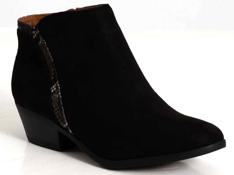 Women's Soda Shoes Straw Ankle Booties in Black and Snake