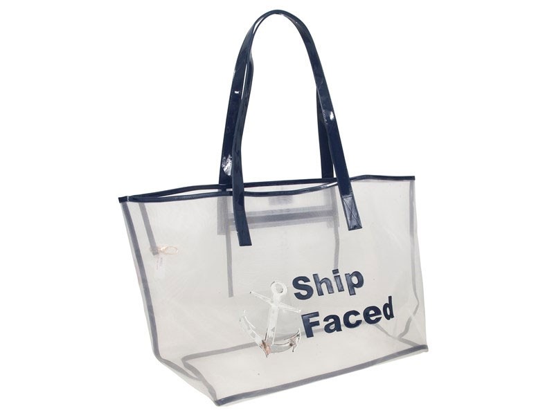 White Mesh Madison Tote with Navy Ship Faced For Women