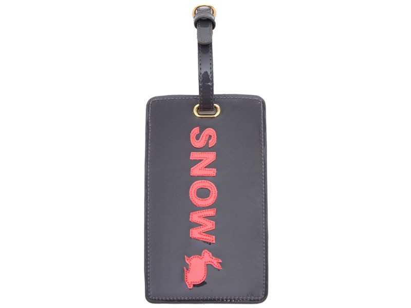Charcoal Luggage Tag with Watermelon Snow Bunny