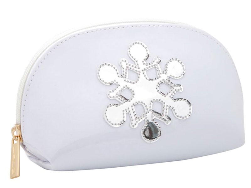 Women's White Small Molly Case with Shiny Silver Snowflake