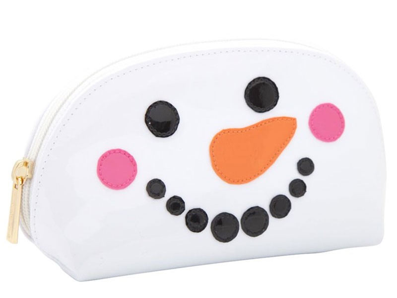 White Small Molly Case with Multicolor Snowman Face