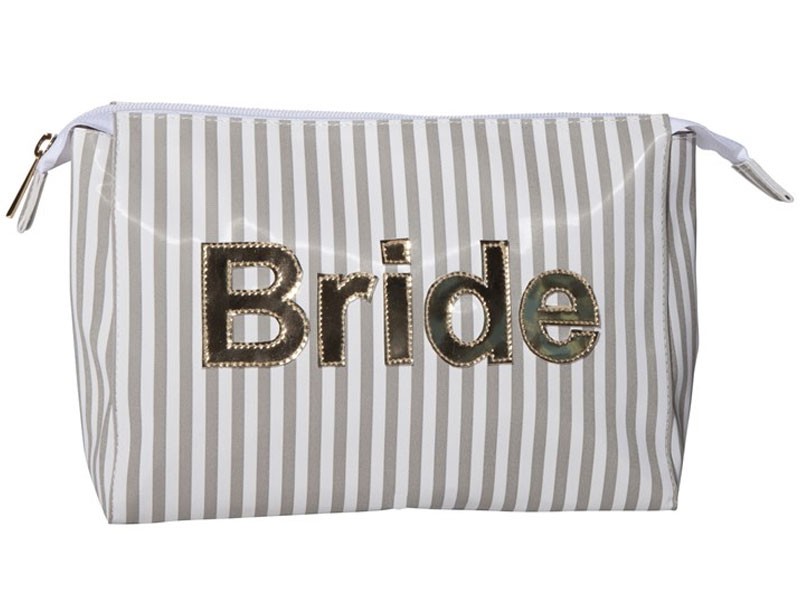 Wide Gray Stripes Small Betty with Shiny Gold Bride Bag