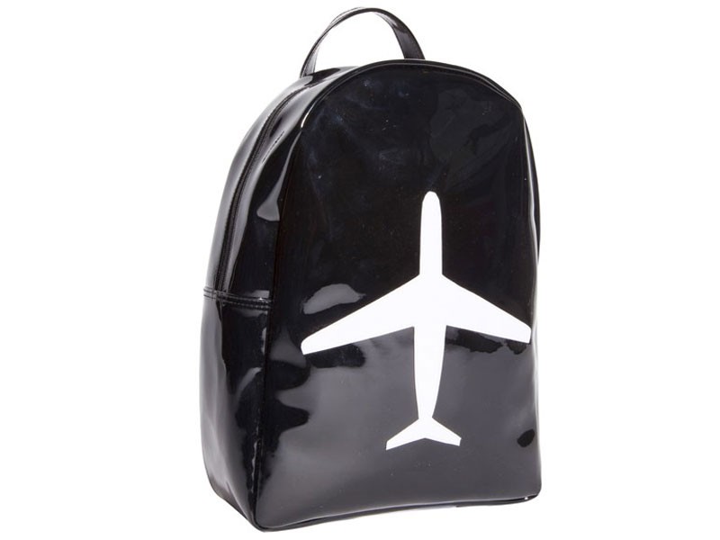 Black Leila Backpack with White Airplane
