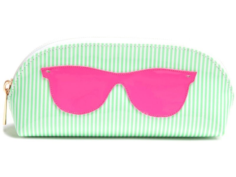 Green Stripe Sunglass Cases With Pink Sunglasses For Women