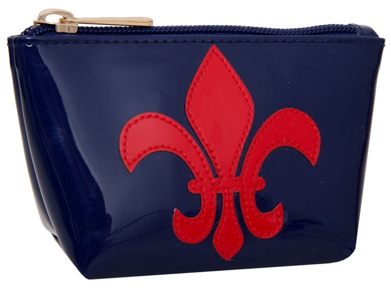 Navy Mini Avery With Red Fleur de Lis Pouch For Women