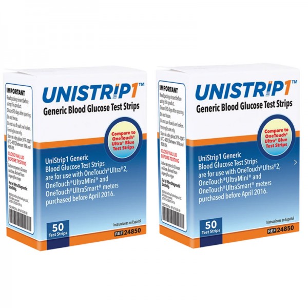UniStrip Glucose Test Strips 100ct Compatible with OneTouch Ultra Meters