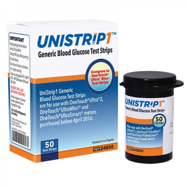 UniStrip Glucose Test Strips - 50ct Compatible with OneTouch Ultra Meters