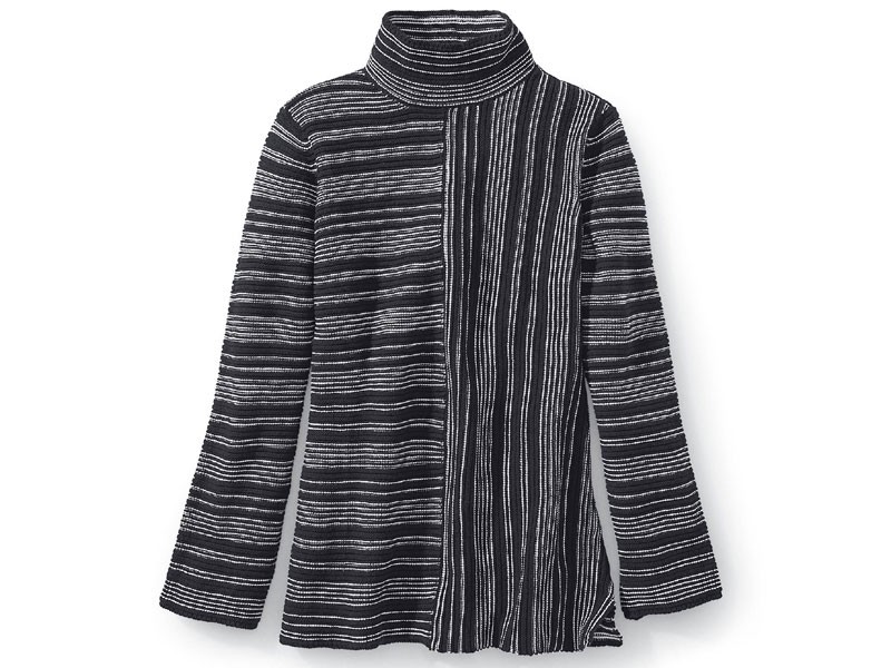 Mockneck Striped Sweater For Women