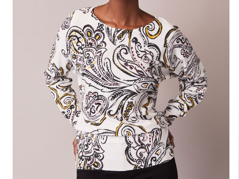 Paisley Print Dolman Sleeve Sweater For Women