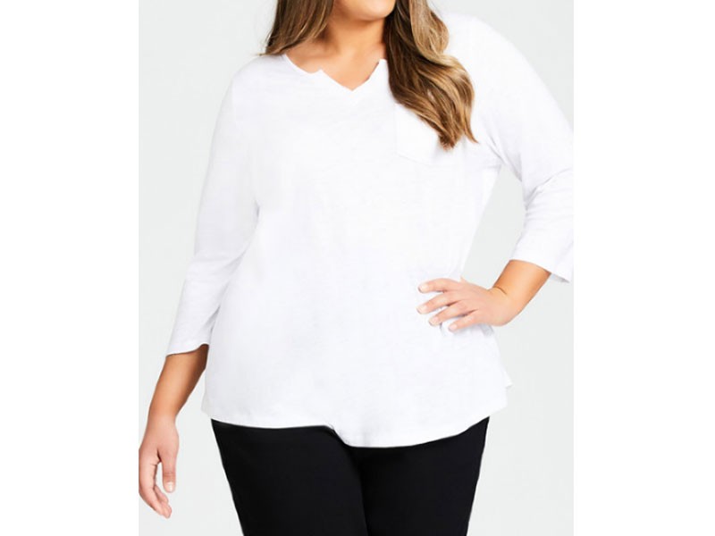 Sleeve Notch Plus Size Neck Tee For Women