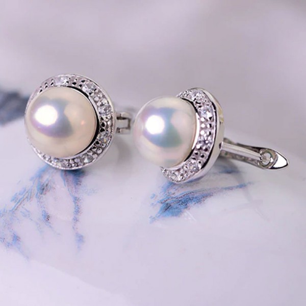 Sterling Silver Jewelry Pearl Earrings For Women