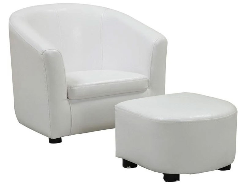 Monarch Specialties White Leather-Look Juvenile Chair Ottoman