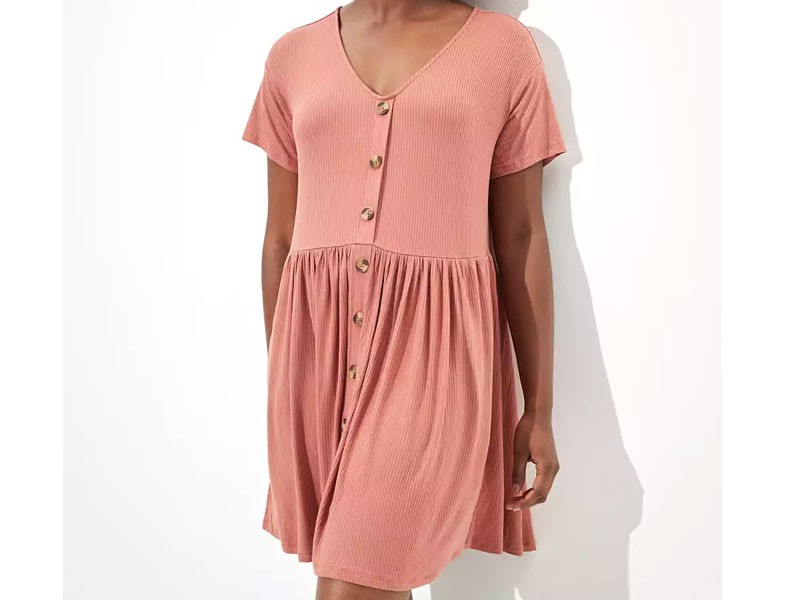 AE Button Up Babydoll Dress For Women
