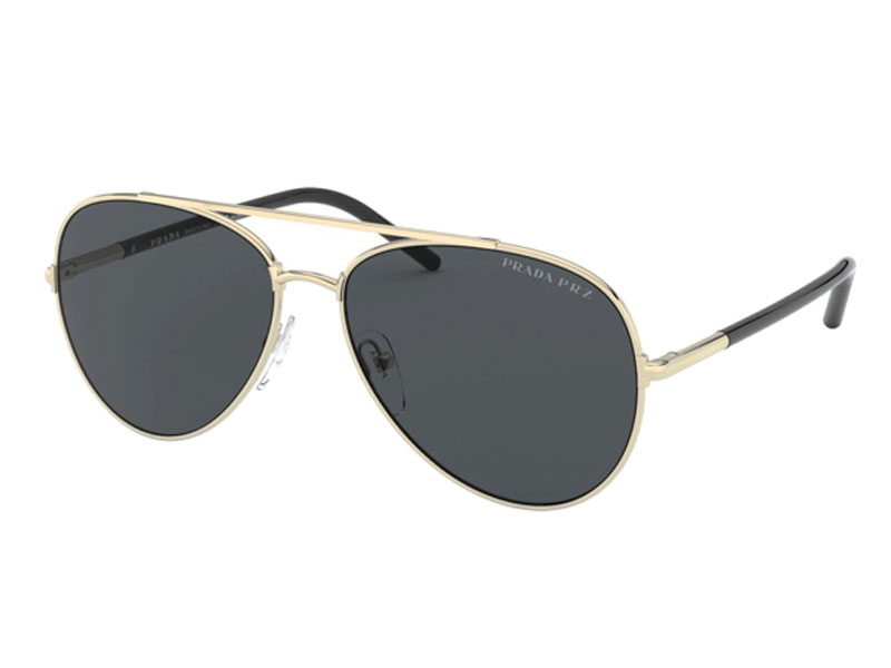 Women's Prada Decode Polarized Pale Gold Tone Aviator Sunglasses