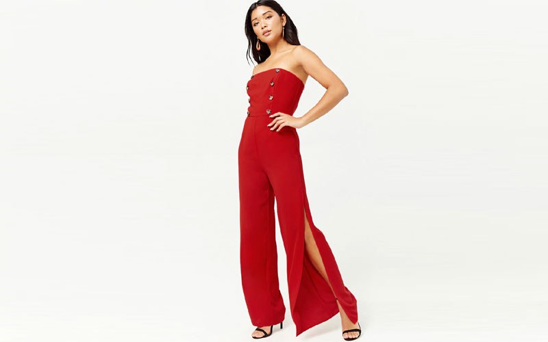 Double Breasted Strapless Jumpsuit