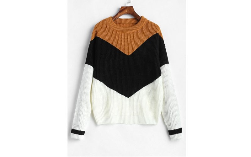 Color Block Zig Zag Jumper Sweater