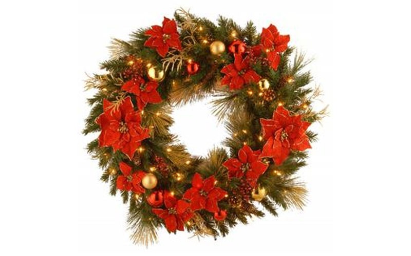 CC Christmas Decor Pre-Lit Decorative Home Spun Artificial Christmas Wreath - 36