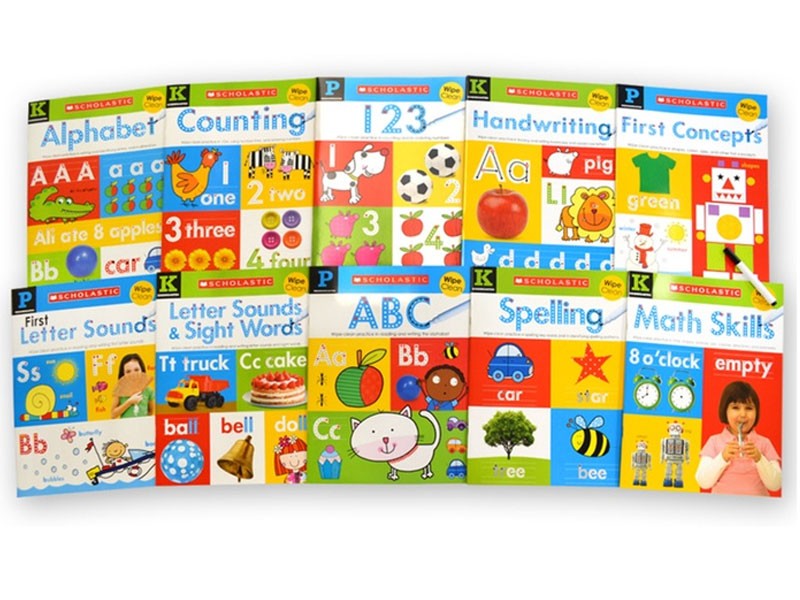 Scholastic Wipe-Clean Board Books Bundle