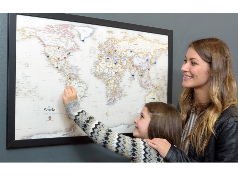 Magnetic-Pin Travel Map with Bonus 20 Pins