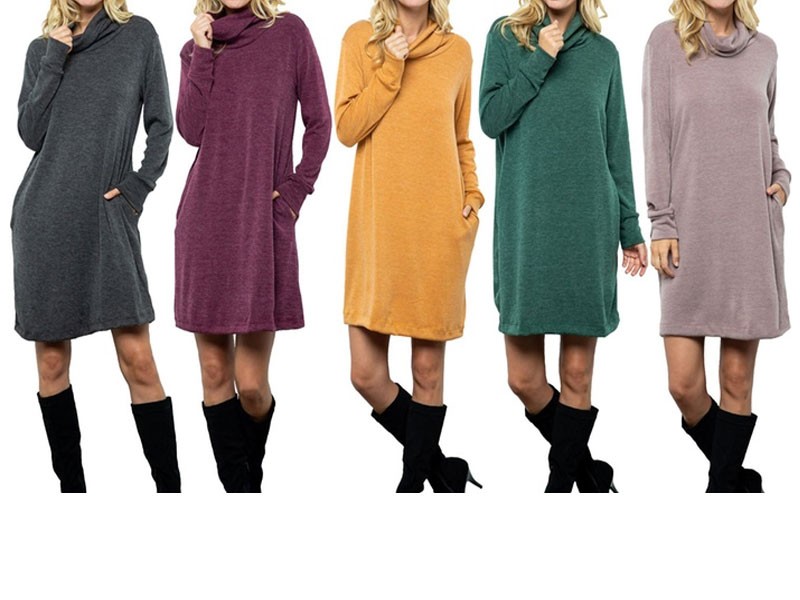 Women's Turtleneck Long-Sleeve Dress