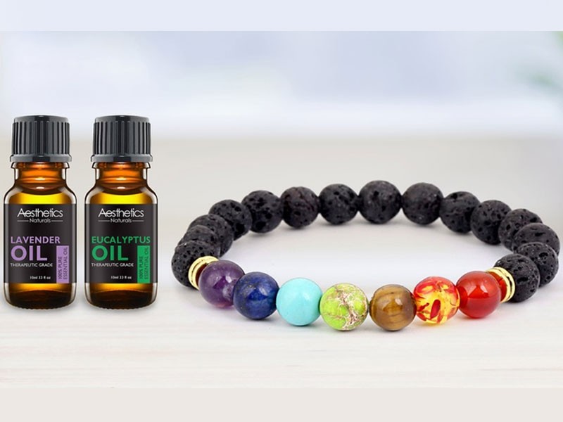 Lava Stone Diffuser Bracelet with Optional, Randomly Selected Essential Oils