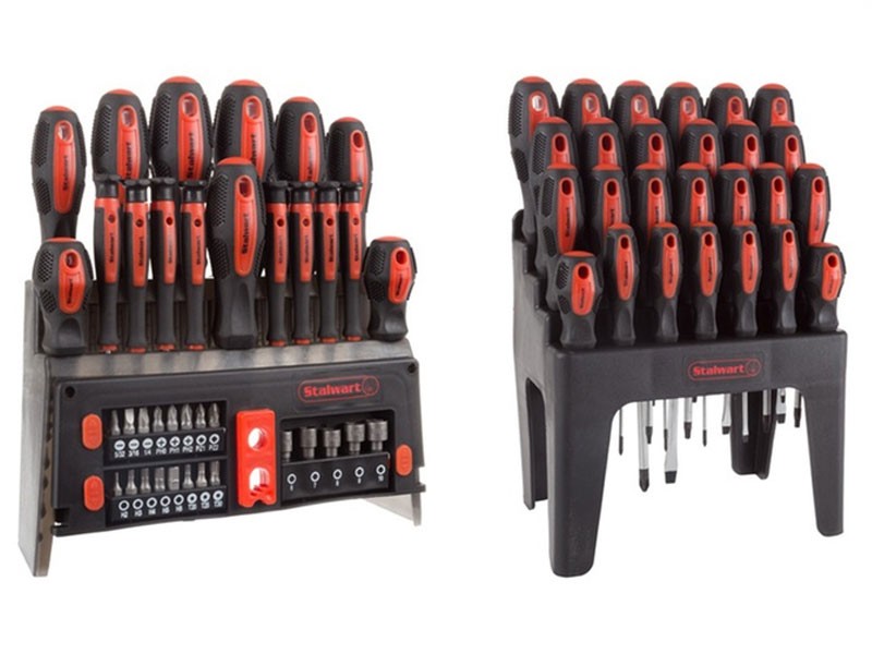 Stalwart Screwdriver Set with Magnetic Tips, Wall Mount, and Stand