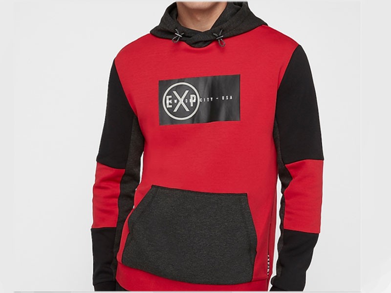 Red Color Block EXP Graphic Hoodie