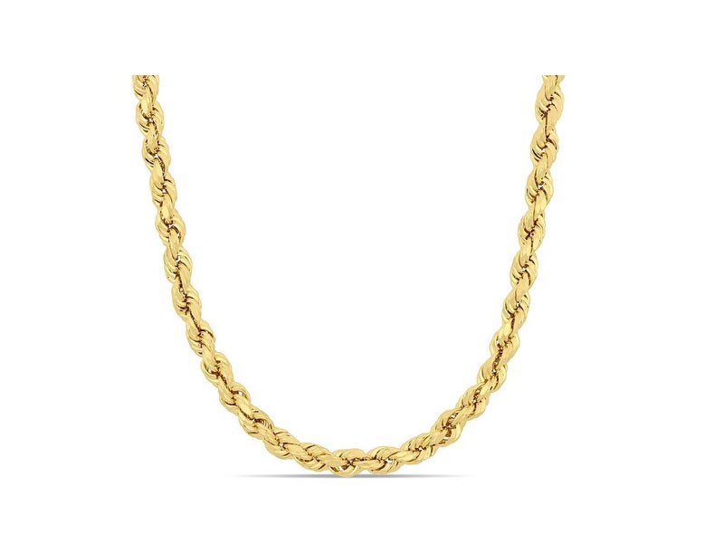 Amour Fashion 22 Inch Rope Chain Necklace in 14k Yellow Gold