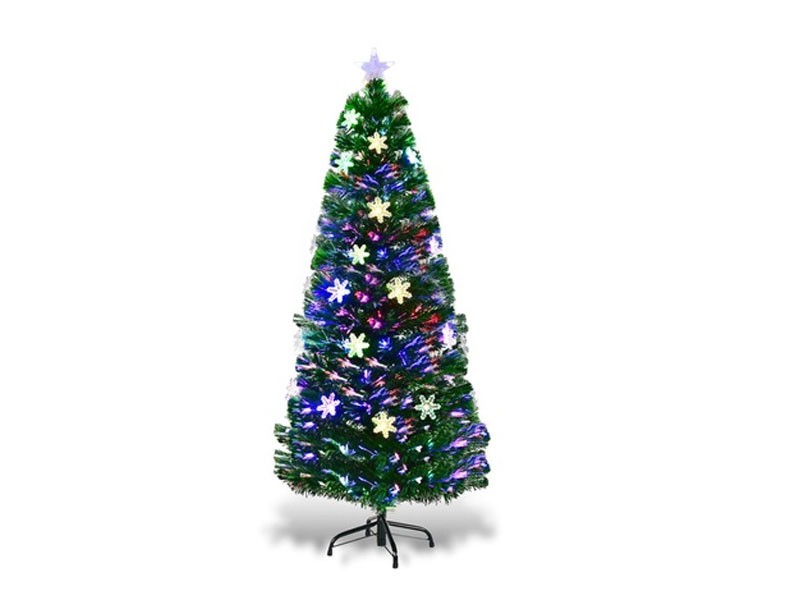 Costway 6FT Pre-Lit Fiber Optic Artificial Christmas Tree w/Multicolor Lights