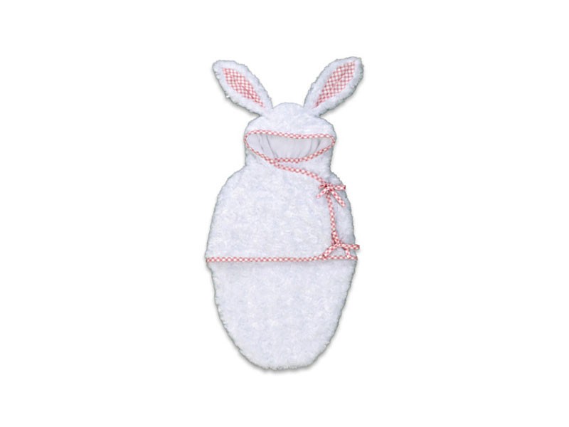 “White Bunny” Hooded Fleece Bunting For Baby Dolls