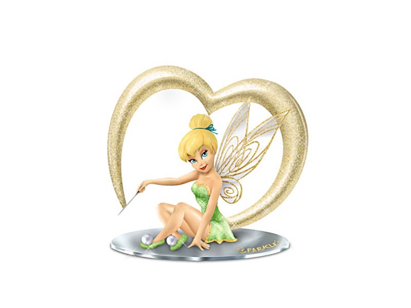 Disney Tinker Bell Figurine With Glitter and Mirror Base