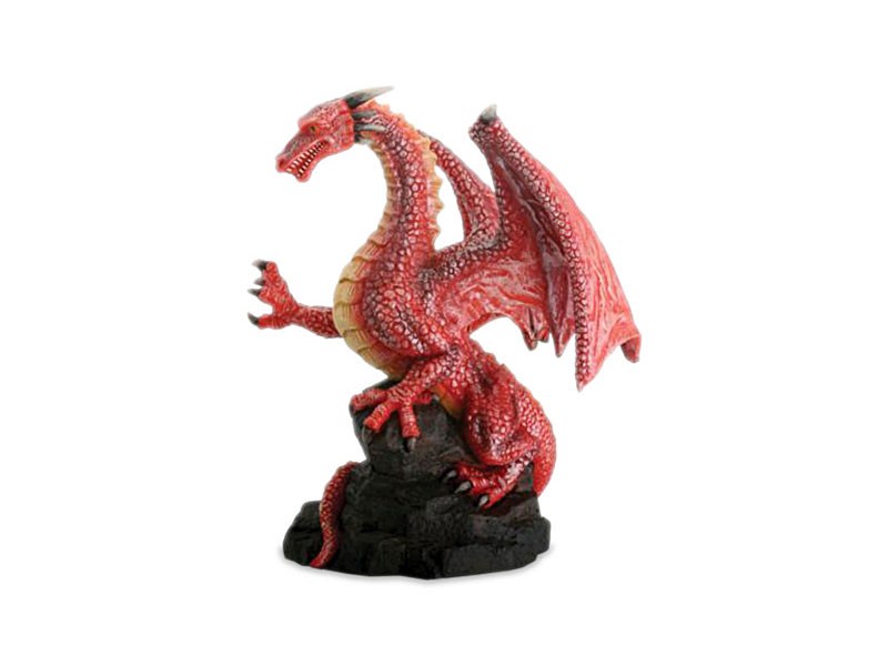 Red Dragon On Rock Figurine