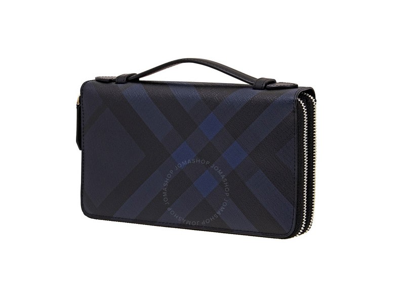 Burberry Travel Organizer Wallet London Check Navy Reeves