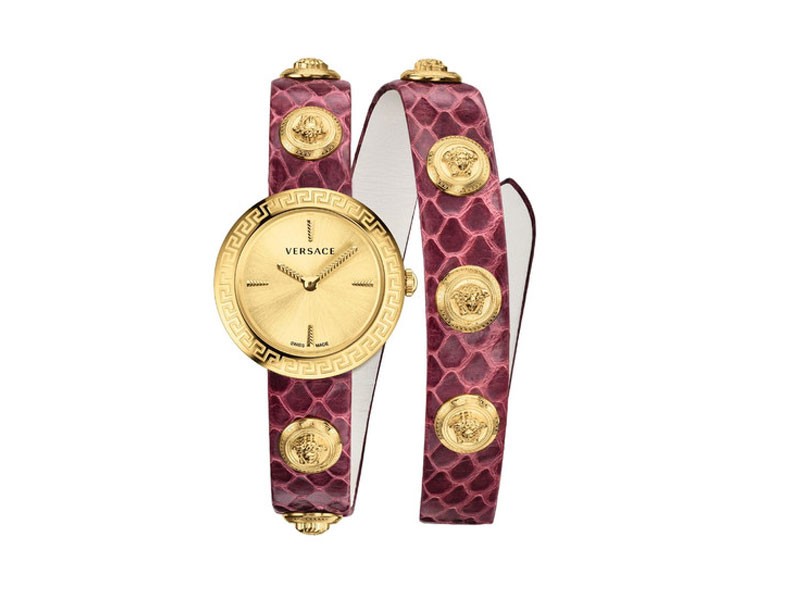 Versace Medusa Stud Icon Quartz Gold Dial Ladies Watch VERF00218