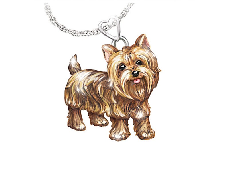 Diamond Dog Pendant Necklace With Movable Legs And Tail