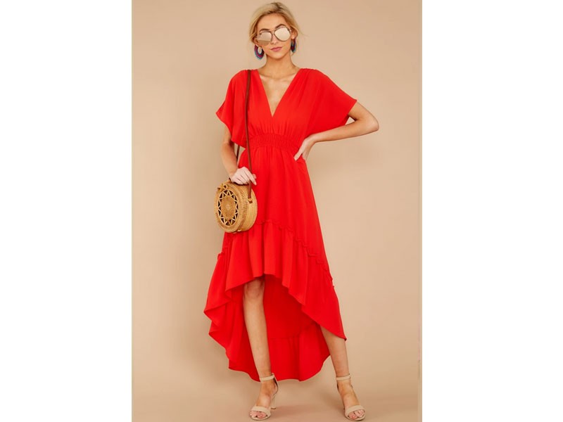 Stunning Red High Low Maxi Dress For Women