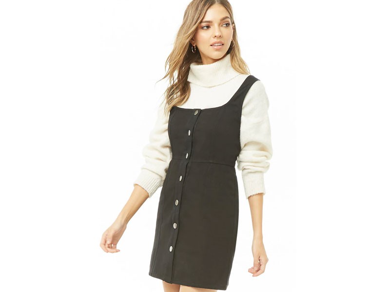 Women's Button Front Square Neck Dress